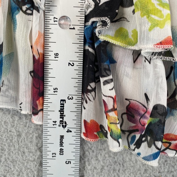 Lapis Strapless Maxi Dress Orange Top Floral Ruffle Skirt Size L - Picture 6 of 9